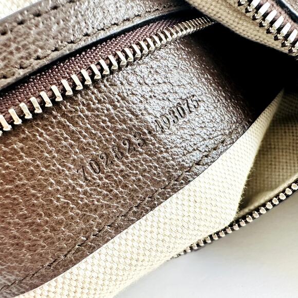 Gucci GG Supreme Monogram Textured Calfskin Web Large Shoulder Bag Beige Ebony - Picture 12 of 16